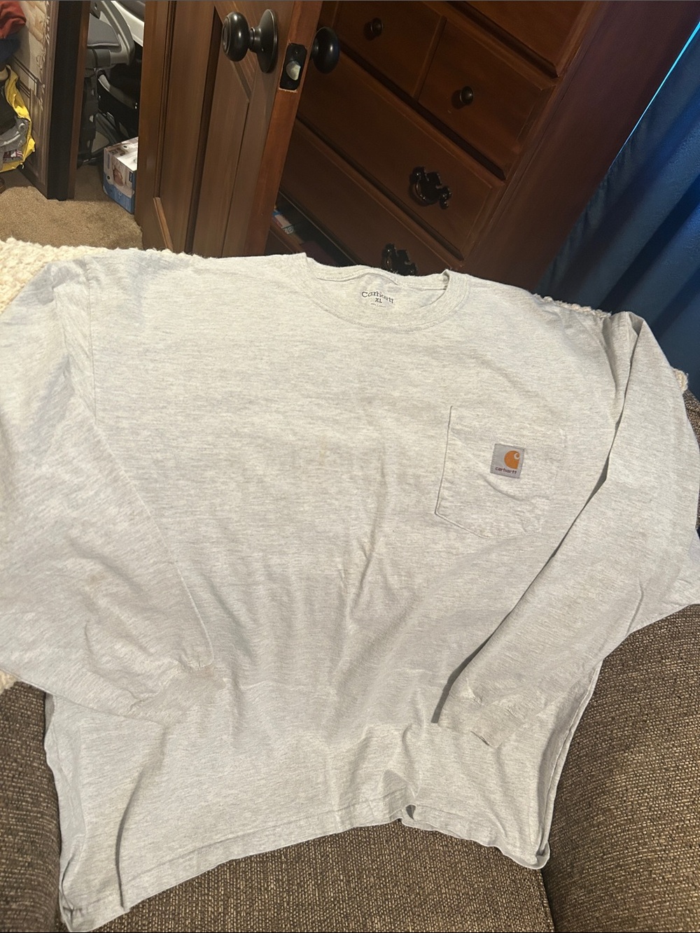Carhartt Light Gray Long-Sleeve Pocket Tee